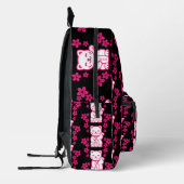 Pink Japanese Maneki-neko Bedrukte Rugzak (Links)