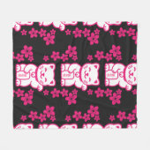 Pink Japanese Maneki-neko Fleece Deken (Voorkant (Horizontaal))