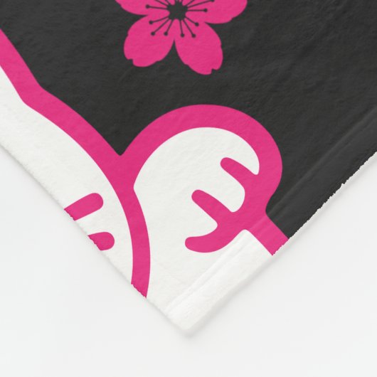 Pink Japanese Maneki-neko Fleece Deken (Hoek)