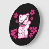 Pink Japanese Maneki-neko Grote Klok (Hoek)