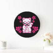 Pink Japanese Maneki-neko Grote Klok (Huis)