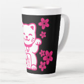 Pink Japanese Maneki-neko Latte Mok (Rechterhoek)