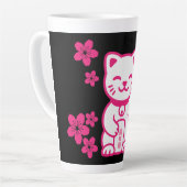Pink Japanese Maneki-neko Latte Mok (Linkerhoek)