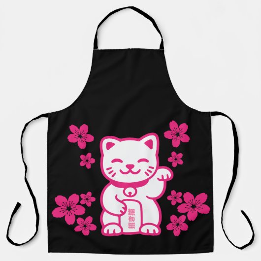 Pink Japanese Maneki-neko Schort (Voorkant)