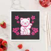 Pink Japanese Maneki-neko Servet (Insitu)