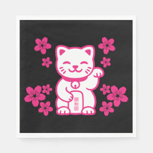 Pink Japanese Maneki-neko Servet