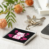 Pink Japanese Maneki-neko Sleutelhanger (Zijkant)