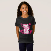 Pink Japanese Maneki-neko T-shirt (Voorkant volledig)