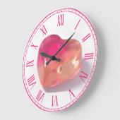 Pink Jelly Heart 3D Gummy Y2K Aesthetic Round Cloc Grote Klok (Hoek)