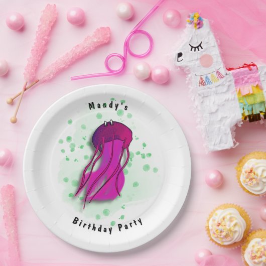 Pink Jellyfish Party Papieren Bordje (Feest)