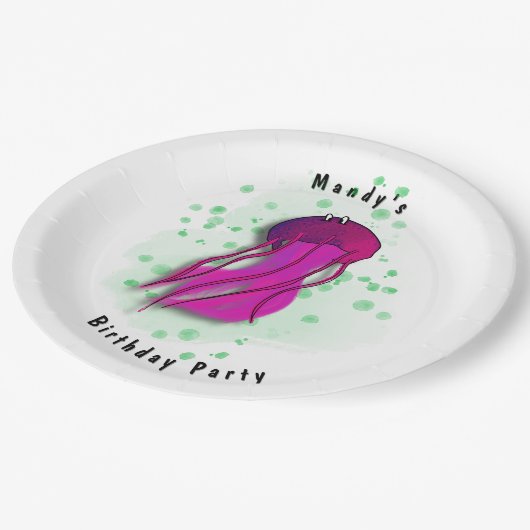 Pink Jellyfish Party Papieren Bordje (Gekanteld)