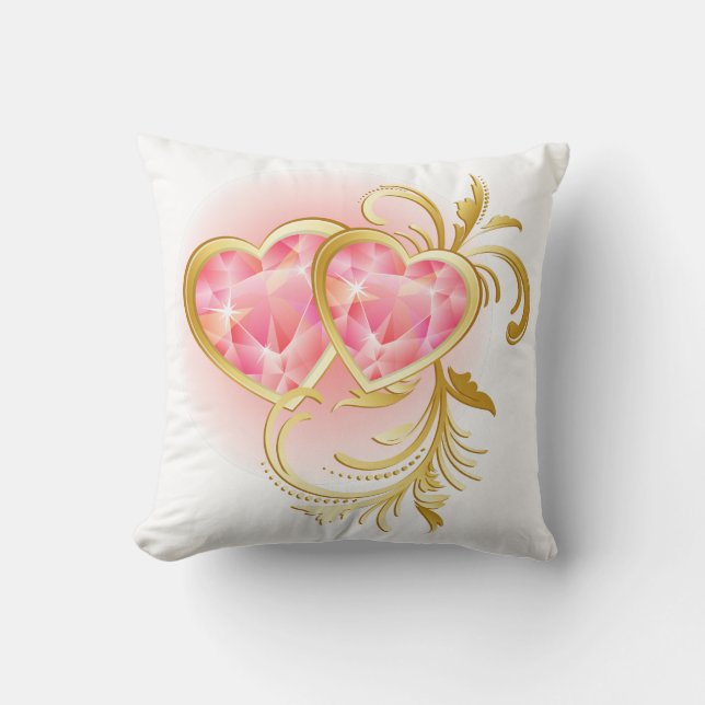 Pink Jewel Hearts Amerikaanse MoJo kussen (Voorkant)