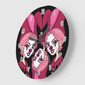 Pink Joker Jester Grote Klok (Hoek)
