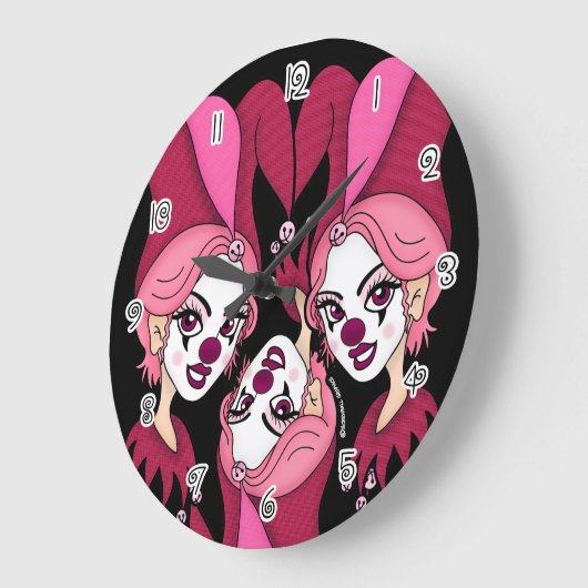 Pink Joker Jester Grote Klok (Hoek)