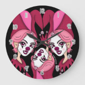 Pink Joker Jester Grote Klok (Voorkant)