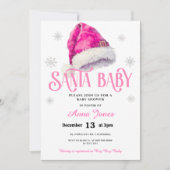PINK Jolly Santa Hat meisje Baby shower Kaart (Voorkant)