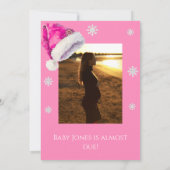 PINK Jolly Santa Hat meisje Baby shower Kaart (Achterkant)