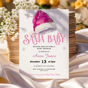 PINK Jolly Santa Hat meisje Baby shower Kaart