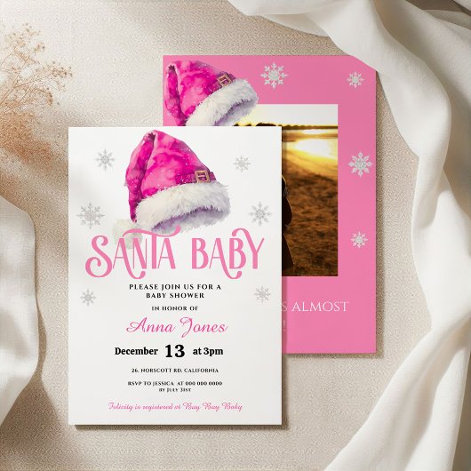 PINK Jolly Santa Hat meisje Baby shower Kaart
