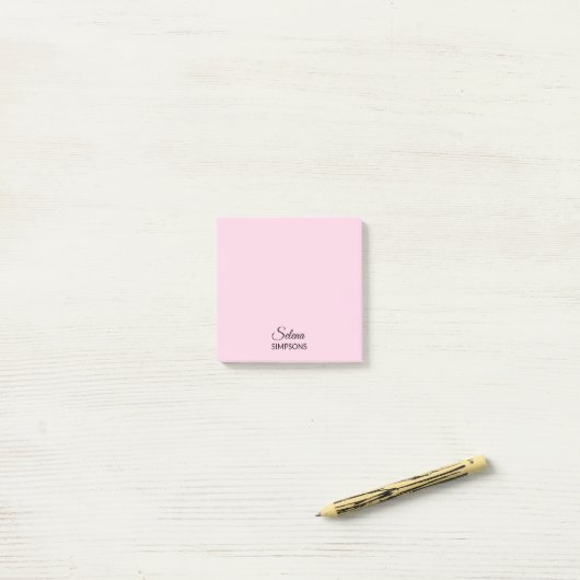 PINK Jouw naam post-it notes (Op bureau)