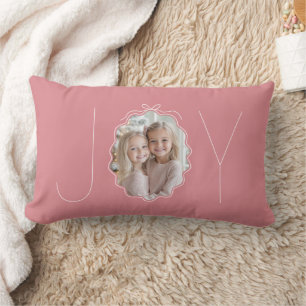 Pink JOY Eenvoudige Bow Wavy Foto Kerstmis Kussen