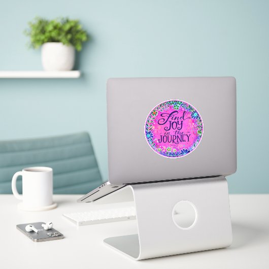 Pink Joy Journey Floral Inspirivity Sticker (Laptop op bureau)