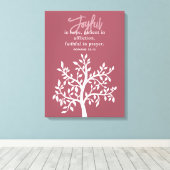 Pink Joyful Bible Verse Tree Religious Canvas Afdruk (Insitu (Houten vloer))