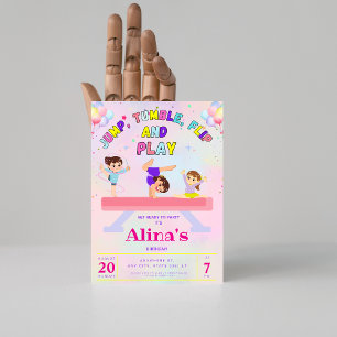 Pink Jump Tumble & Flip Gymnastiek Verjaardag Kaart