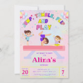 Pink Jump Tumble & Flip Gymnastiek Verjaardag Kaart (Voorkant)