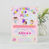 Pink Jump Tumble & Flip Gymnastiek Verjaardag Kaart (Staand voorkant)