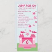 Pink Jump voor Joy Bounce House Birthday Uitnodigi Kaart (Voorkant / Achterkant)