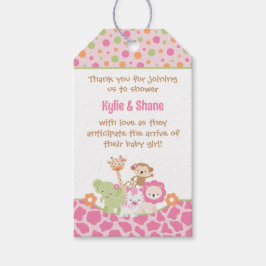 Pink Jungle Animals Baby Shower Favor Gift Tag Cadeaulabel