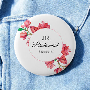 Pink Junior Bridesmaid Floral White Ronde Button 5,7 Cm
