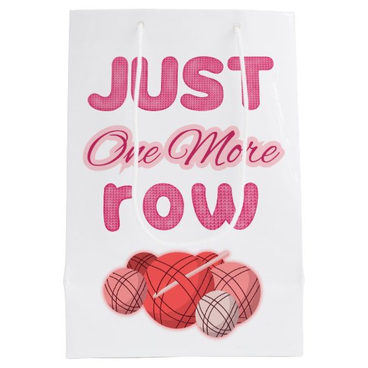 Pink Just One More Row Knitting Medium Cadeauzakje (Achterkant)