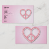 Pink-kaart voor vrede en liefde visitekaartje (Voorkant / Achterkant)