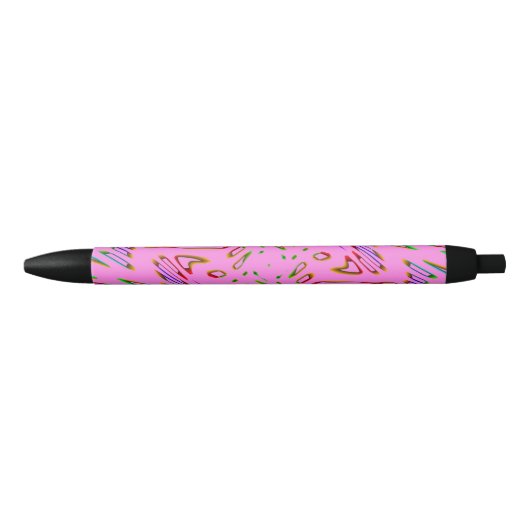 Pink Kaleidoscoop Zwarte Inkt Pen (Voorkant)