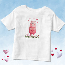Pink Kawaii Bear with Hearts Kinder Shirts