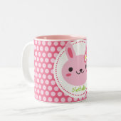 Pink Kawaii Bunny Tweekleurige Koffiemok (Voorkant links)