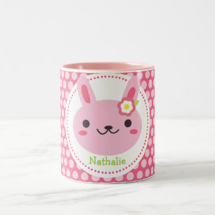Pink Kawaii Bunny Tweekleurige Koffiemok