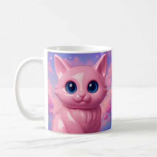 Pink Kawaii Cat  Koffiemok (Links)