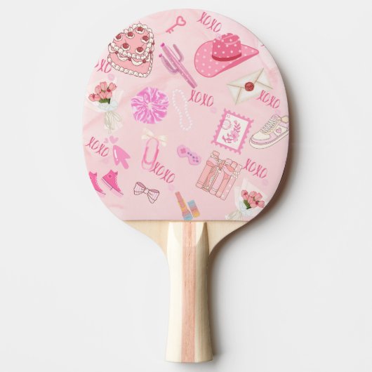 Pink Kawaii girly pingpong paddle Tafeltennisbatje (Voorkant)