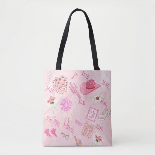 Pink Kawaii girly Tote Bag. Tote Bag (Voorkant)