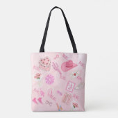 Pink Kawaii girly Tote Bag. Tote Bag (Achterkant)