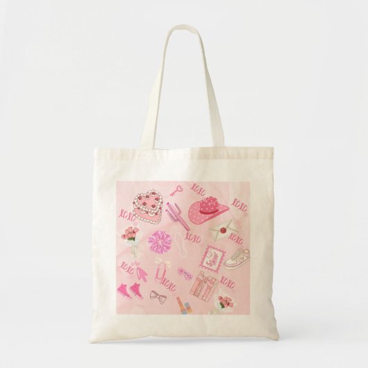 Pink Kawaii girly Tote Bag. Tote Bag (Voorkant)