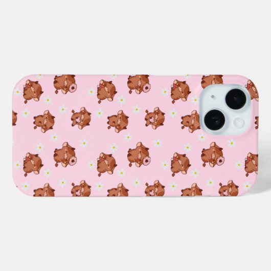 Pink Kawaii Highland Cows Seamless Pattern Case-Mate iPhone Case (Achterkant (horizontaal))