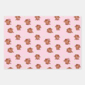 Pink Kawaii Highland Cows Seamless Pattern Inpakpapier Vel (Voorkant)