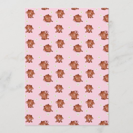Pink Kawaii Highland Cows Seamless Pattern Kaart (Voorkant)