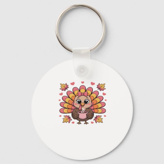 pink kawaii thanksgiving turkey Classic T-Shirt Sleutelhanger (Voorkant)
