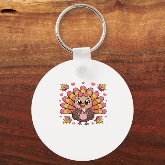 pink kawaii thanksgiving turkey Classic T-Shirt Sleutelhanger (Voorkant)