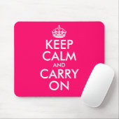 Pink Keep calm and carry on Mouse Pad Muismat (Met muis)